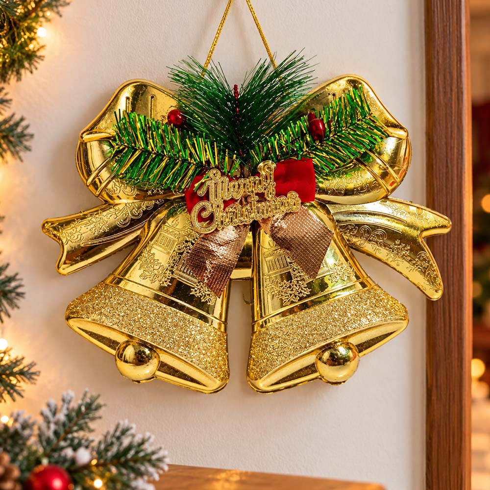 Коледна украса за стена - камбанки с надпис Merry Christmas, 20 х 24 см 16 Коледна украса за стена - камбанки с надпис Merry Christmas, 20 х 24 см