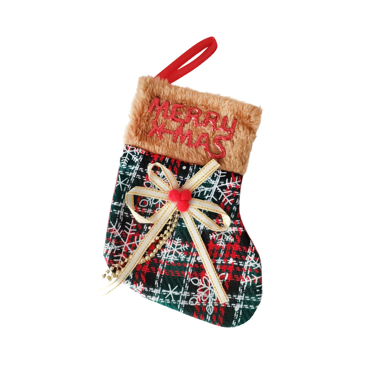 Декоративен коледен чорап за подаръци и украса Merry X-Mas, 17x12 см 2 Декоративен коледен чорап за подаръци и украса Merry X-Mas, 17x12 см - Image 2