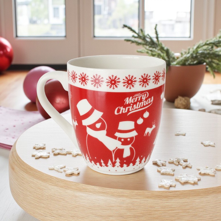 Коледна чаша Merry Christmas, празничен червено бял дизайн, 180 мл 3 Коледна чаша Merry Christmas, празничен червено бял дизайн, 180 мл - Image 3