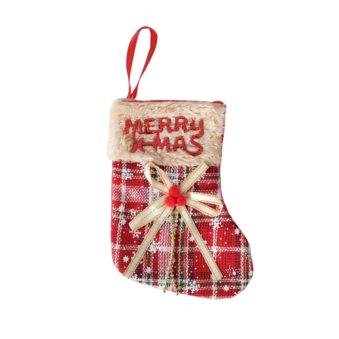 Декоративен коледен чорап за подаръци и украса Merry X-Mas, 17x12 см 5 Декоративен коледен чорап за подаръци и украса Merry X-Mas, 17x12 см - Image 5
