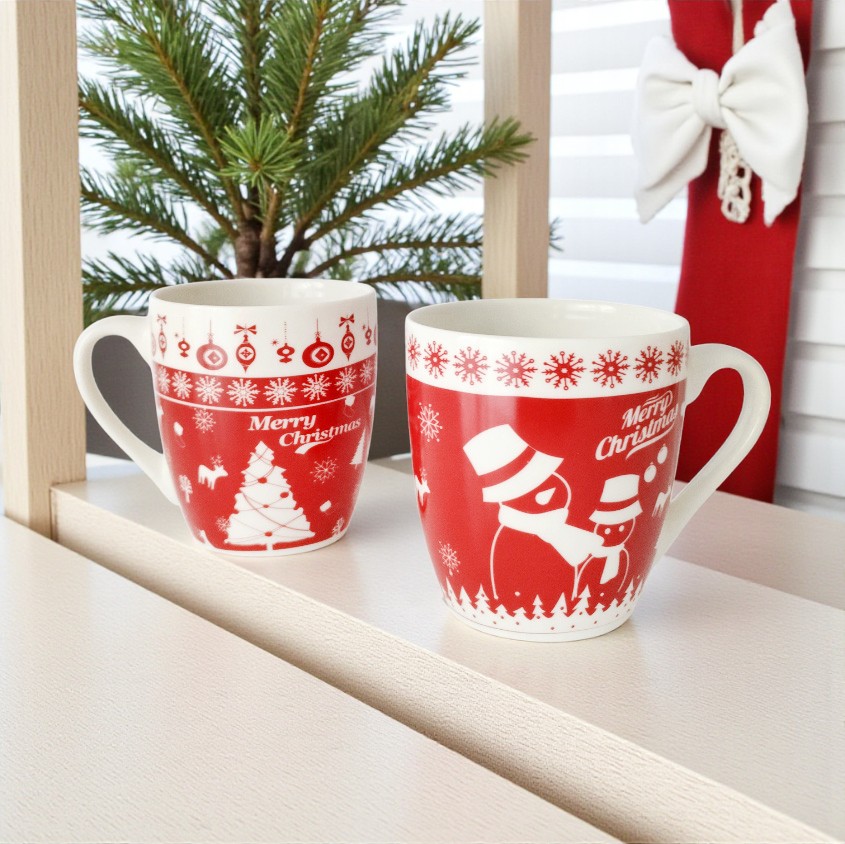Коледна чаша Merry Christmas, празничен червено бял дизайн, 180 мл 6 Коледна чаша Merry Christmas, празничен червено бял дизайн, 180 мл - Image 6