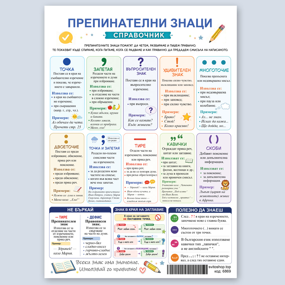 Учебно помагало по български език Препинателни знаци, А4 или А3 формат 2 Учебно помагало по български език Препинателни знаци, А4 или А3 формат - Image 2
