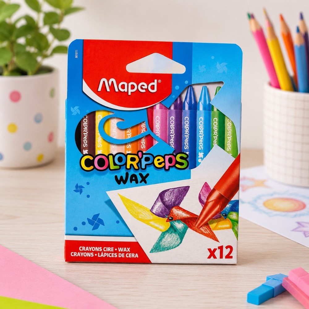 Восъчни пастели Maped Color'Peps Wax – 12 цвята
