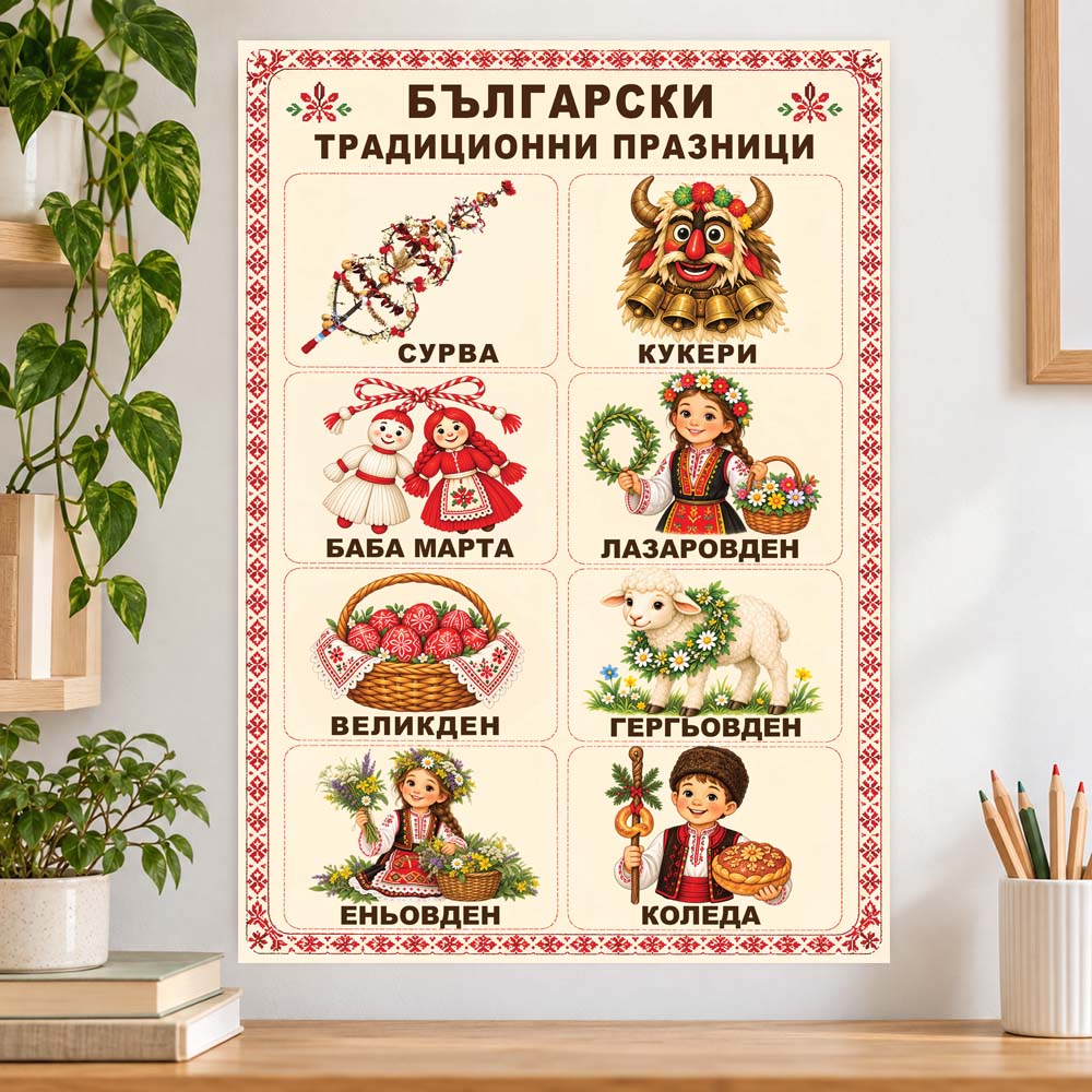 Образователно табло Български традиционни празници, А3 формат