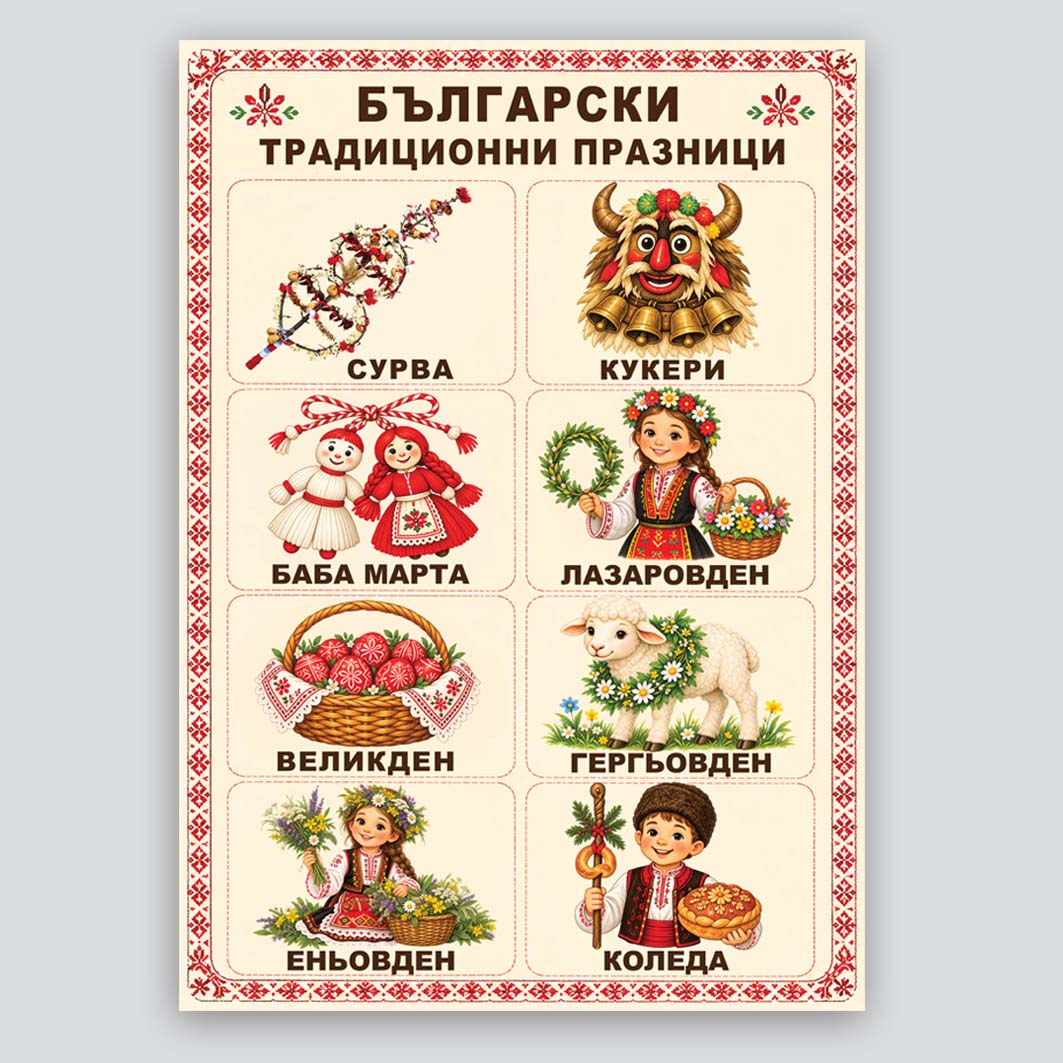 Образователно табло Български традиционни празници, А3 формат 2 Образователно табло Български традиционни празници, А3 формат - Image 2