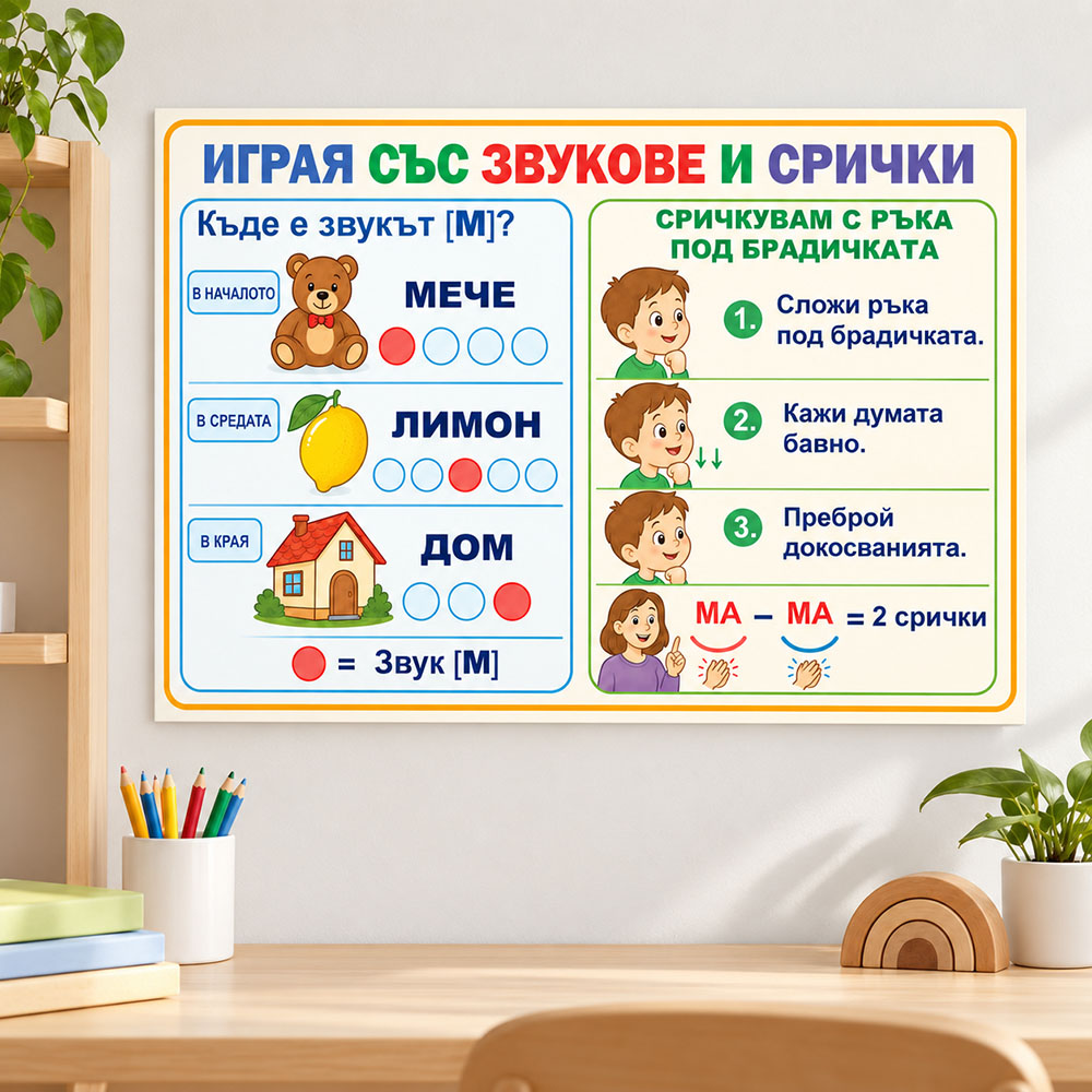 Образователно табло Играя със звукове и срички, А3 формат 3 Образователно табло Играя със звукове и срички, А3 формат - Image 3