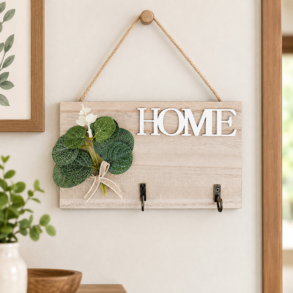 Закачалка за ключове с 2 кукички - WELCOME или HOME