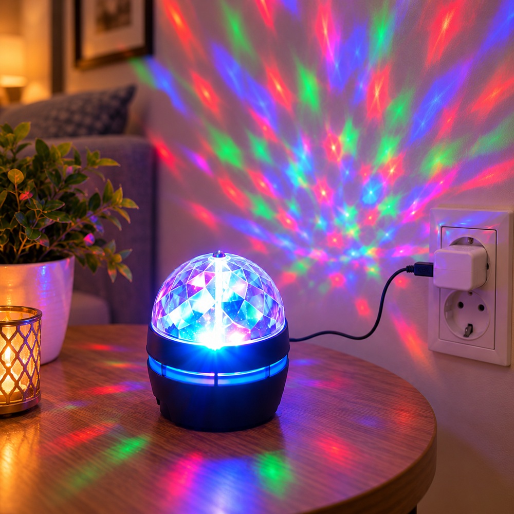LED Диско лампа с цветни светлинни ефекти 1 LED Диско лампа с цветни светлинни ефекти